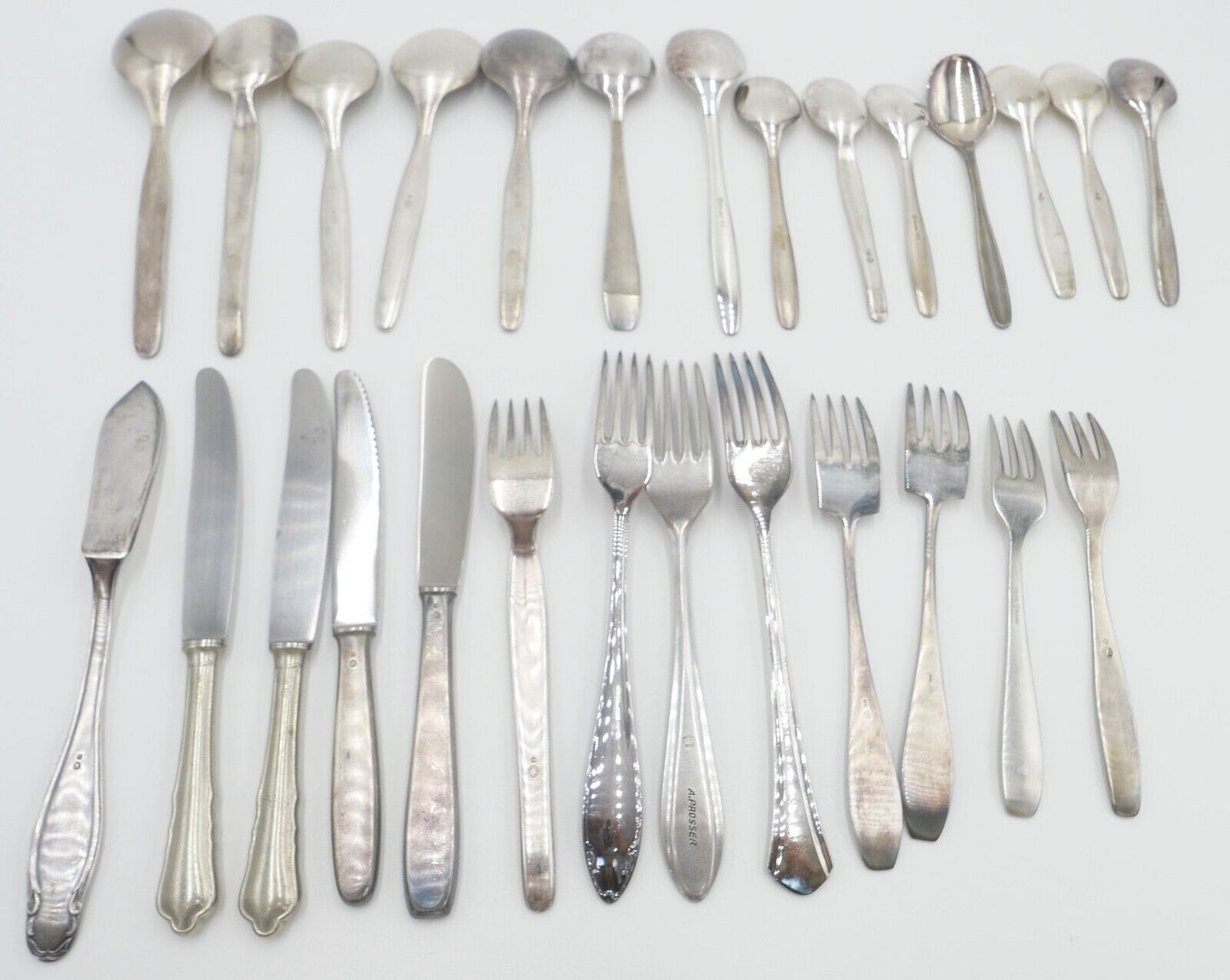 27 Teile Posten Berndorf Besteck diverse Modelle 90er Silber Löffel Gabel Messer - Antikhandel-Stuttgart