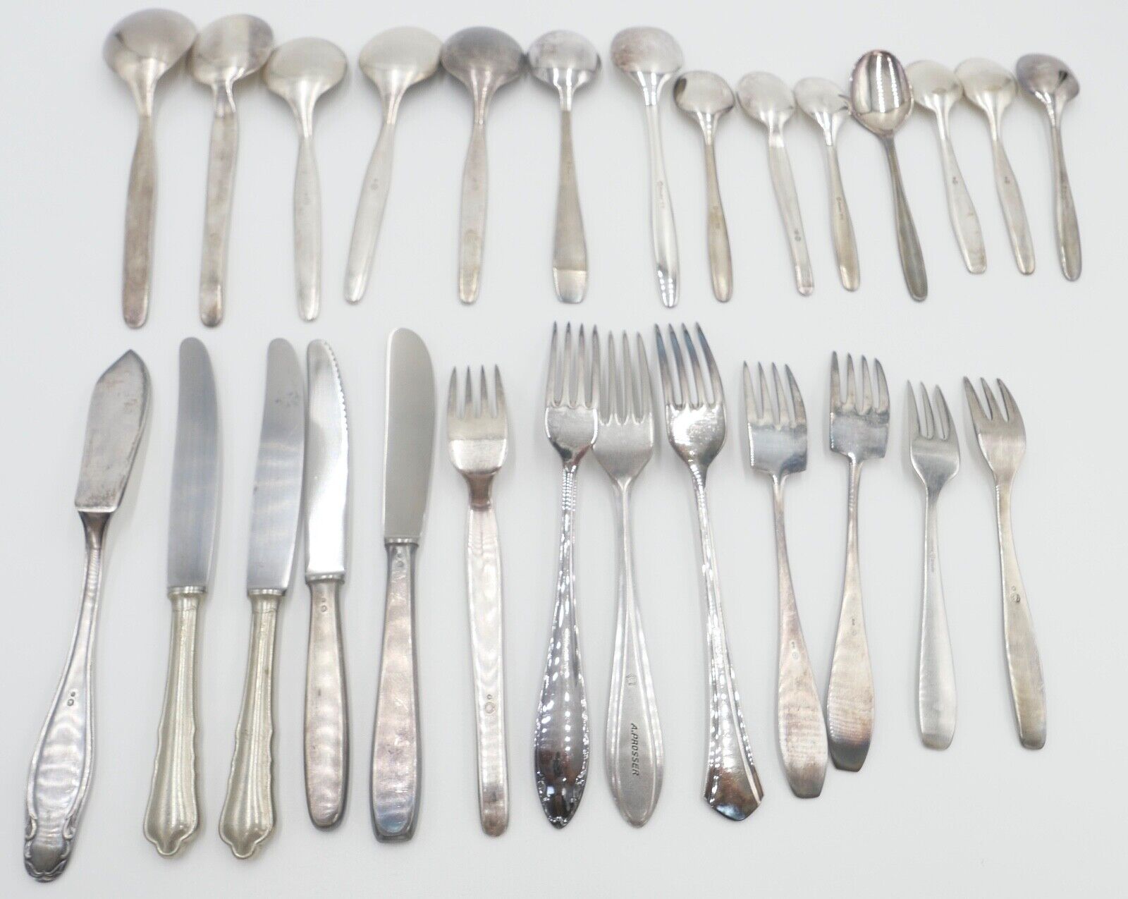 27 Teile Posten Berndorf Besteck diverse Modelle 90er Silber Löffel Gabel Messer - Antikhandel-Stuttgart