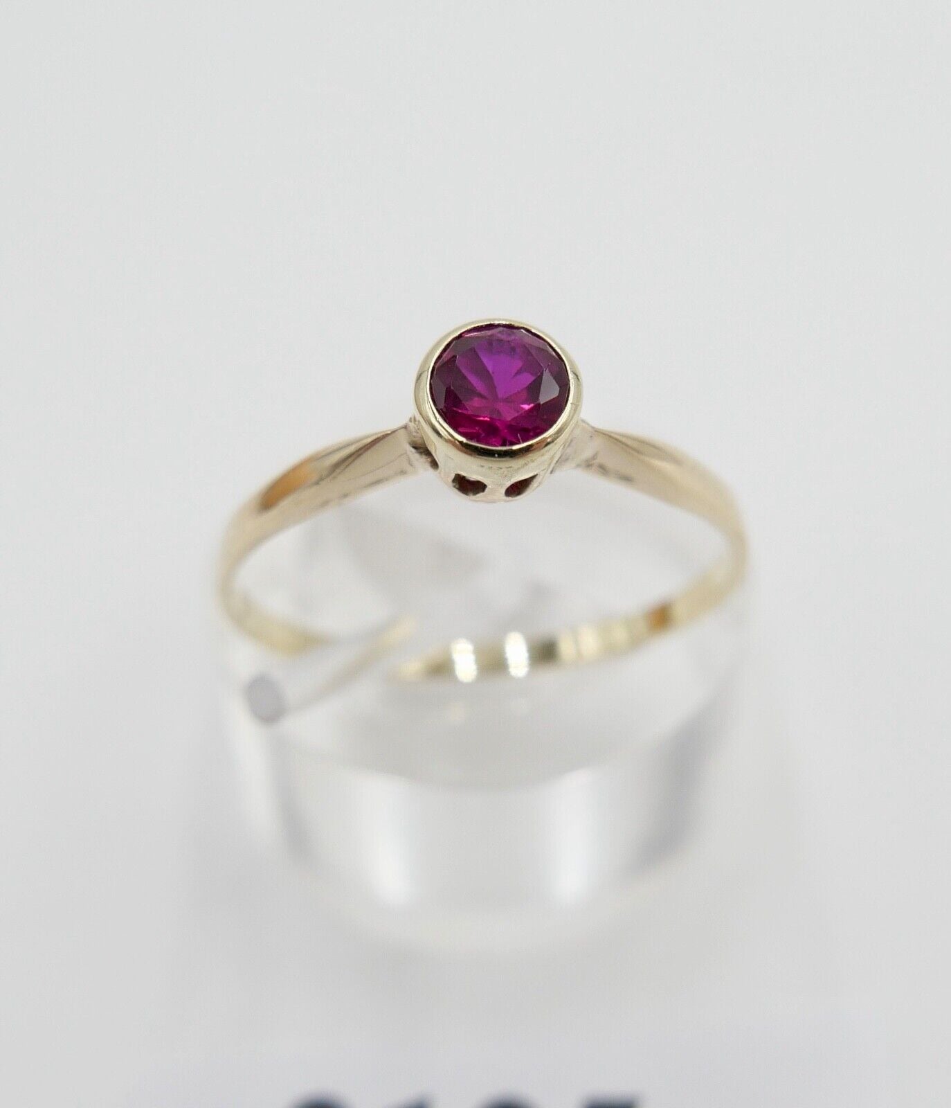 1950er Jahre Damenring Gold 585 / 14K mit synth. Rubin Gr. 59 - Antikhandel-Stuttgart