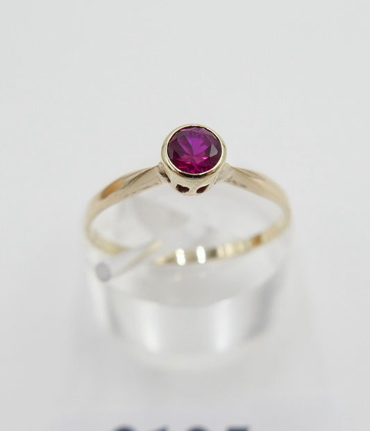 1950er Jahre Damenring Gold 585 / 14K mit synth. Rubin Gr. 59 - Antikhandel-Stuttgart