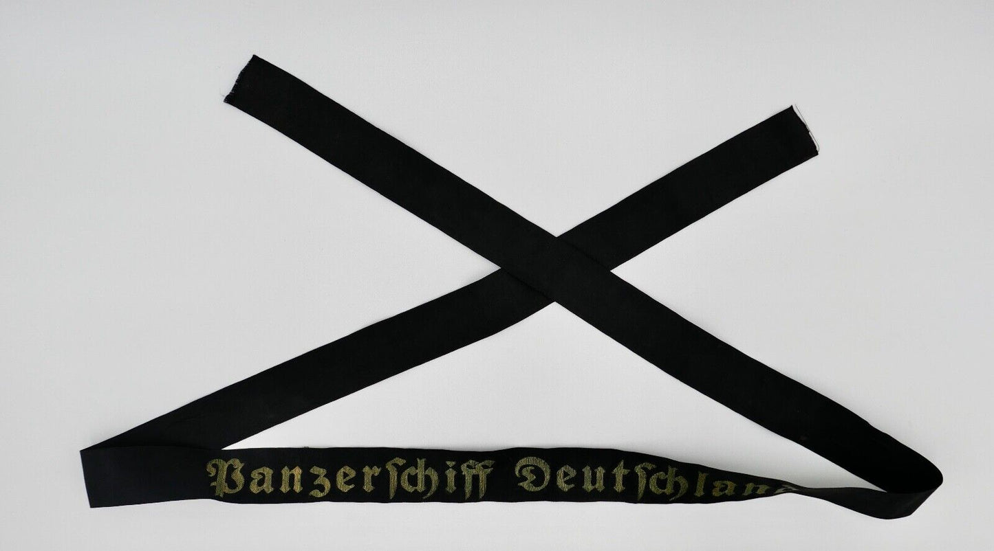 Mützenband " Panzerschiff Deutschland " Kriegsmarine WK WW Cap Tally Original - Antikhandel-Stuttgart
