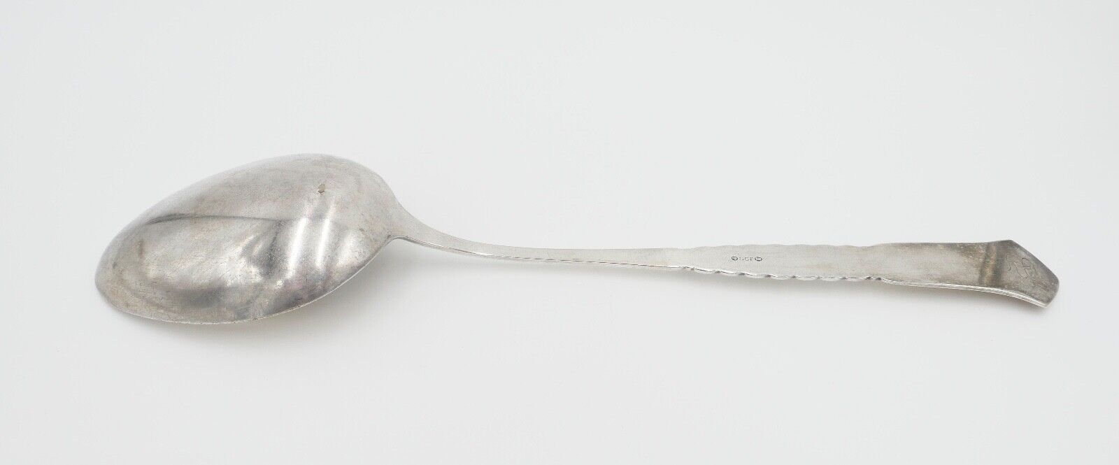 SCF Dänemark 2 Türme XXL Suppenlöffel 36 cm versilbert Monogramm EB gehämmert - Antikhandel-Stuttgart