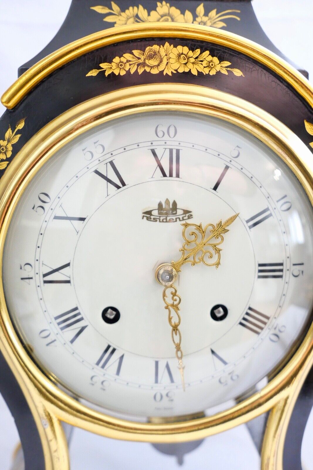 Große Pendule 46cm Tischuhr Kaminuhr RESIDENCE schwarz Gold im Stil Louis XVI - Antikhandel-Stuttgart