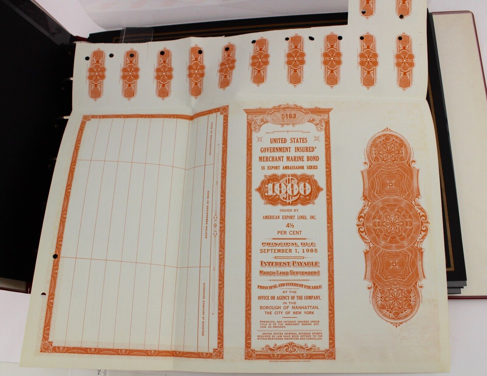 American Export Lines Inc 1961 alte USA Aktie Stock Certificate 1000 $ Dollar - Antikhandel-Stuttgart