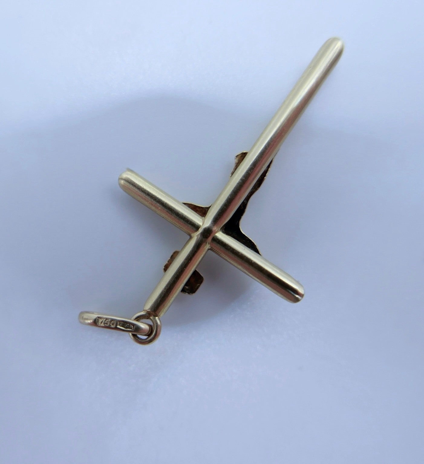 1980er Religiöser Kreuz Kruzifix Anhänger Gold 750 18K Jesus Christus AR Italien