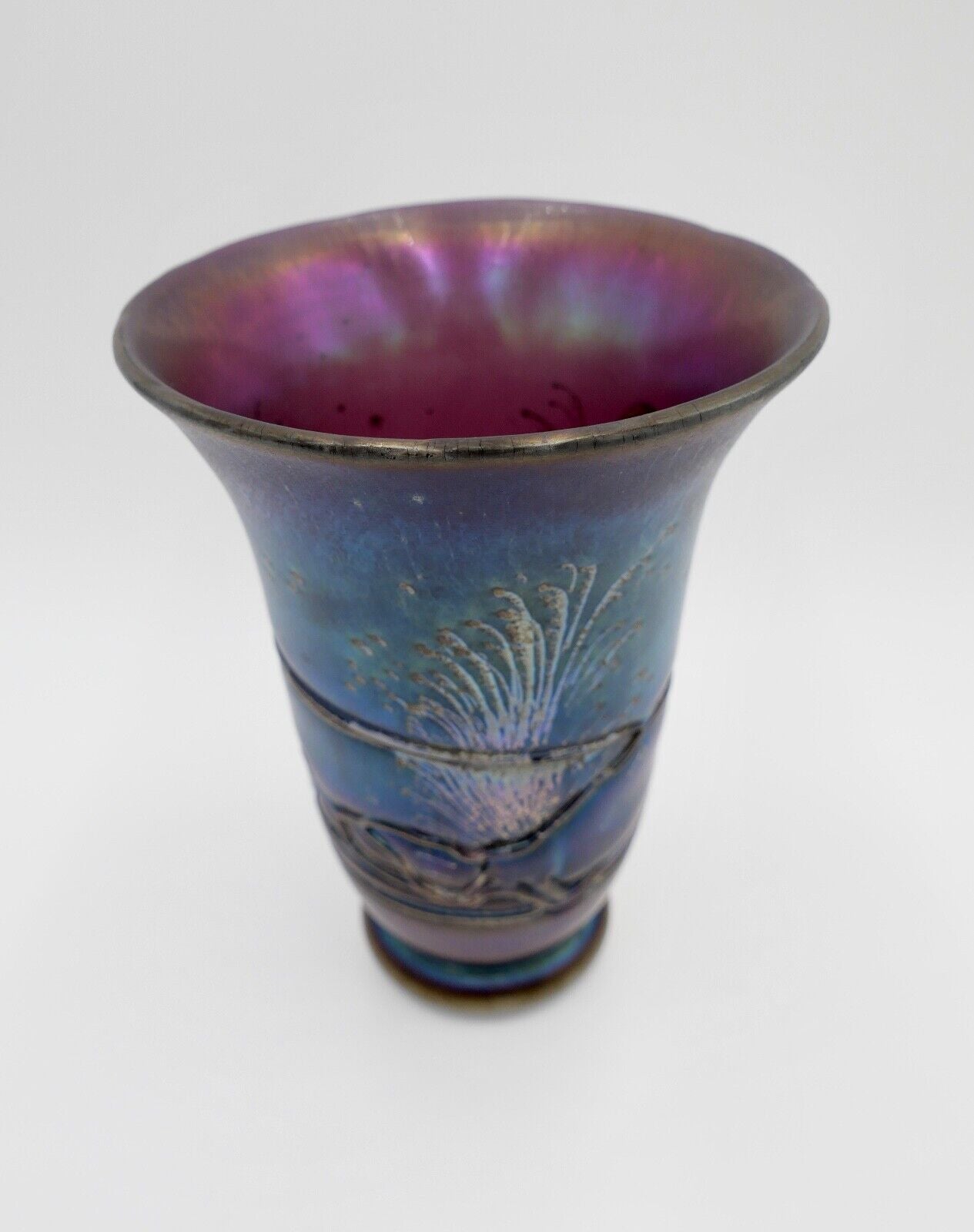 um 1900 Ferdinand von Poschinger Jugendstil Vase Fadendekor antik - Antikhandel-Stuttgart