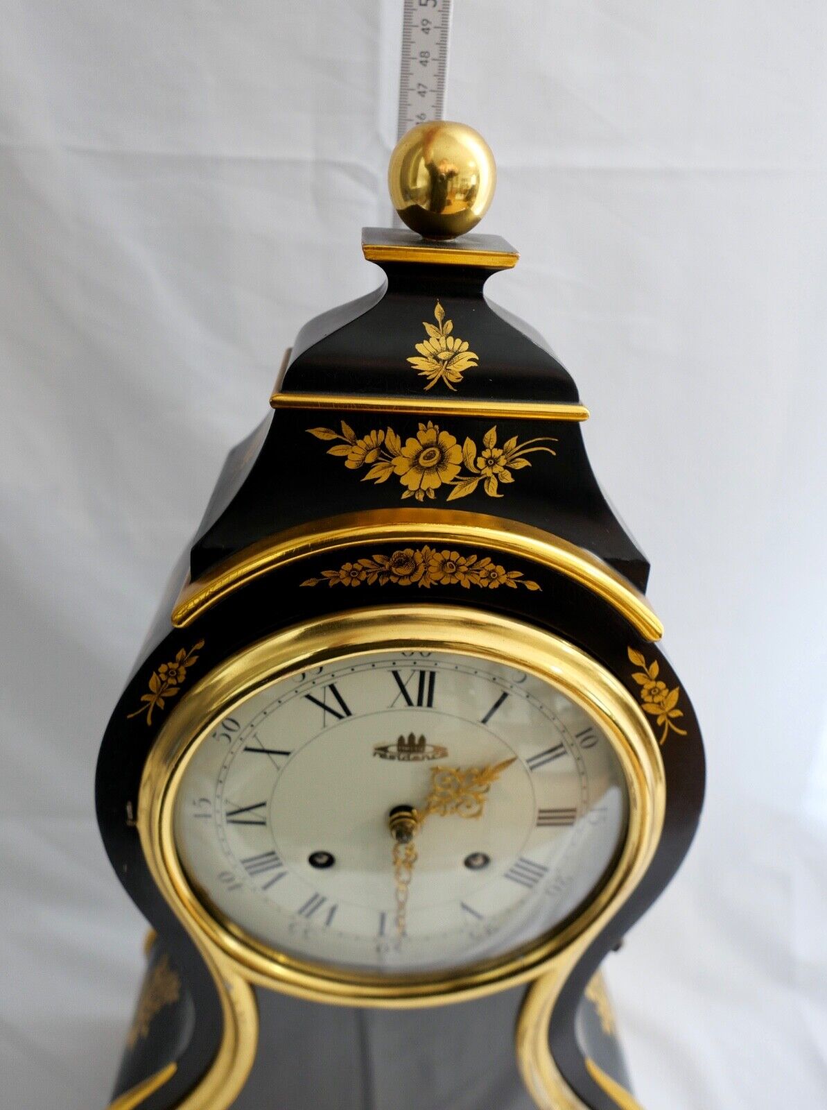 Große Pendule 46cm Tischuhr Kaminuhr RESIDENCE schwarz Gold im Stil Louis XVI - Antikhandel-Stuttgart