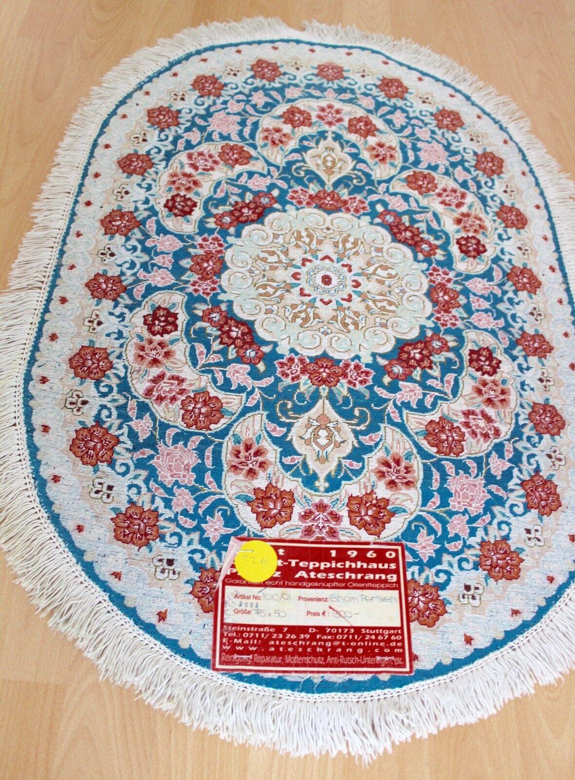 Ghom Orientteppich Perserteppich Seide Handgeknüpft 75x50 cm 1 Mio Knoten Läufer - Antikhandel-Stuttgart