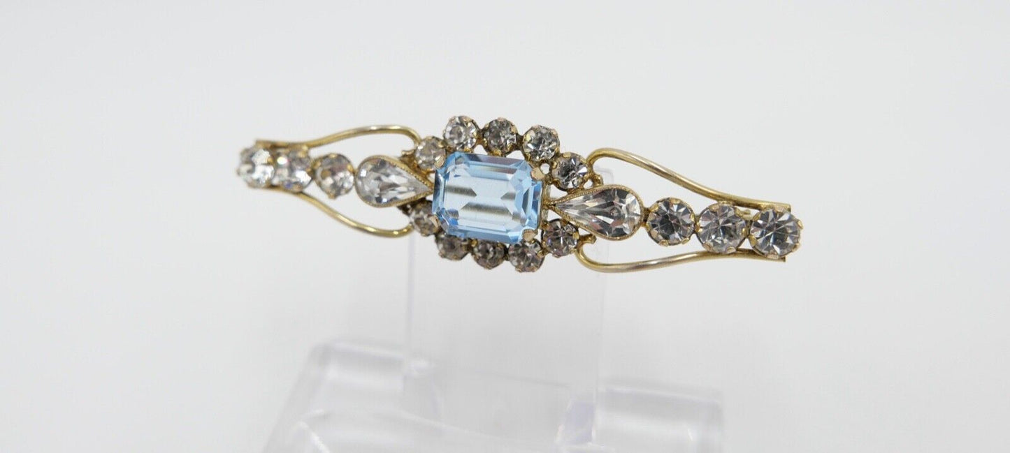 schöne alte Brosche ADbl vergoldet mit Glassteinen 58mm - Antikhandel-Stuttgart