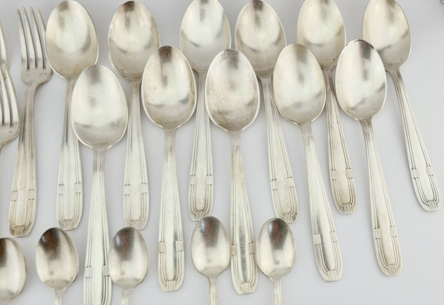 32 Tlg Art Deco 1930er Couverts DIXI 84G 18G cutlery Besteck Gabel Löffel - Antikhandel-Stuttgart
