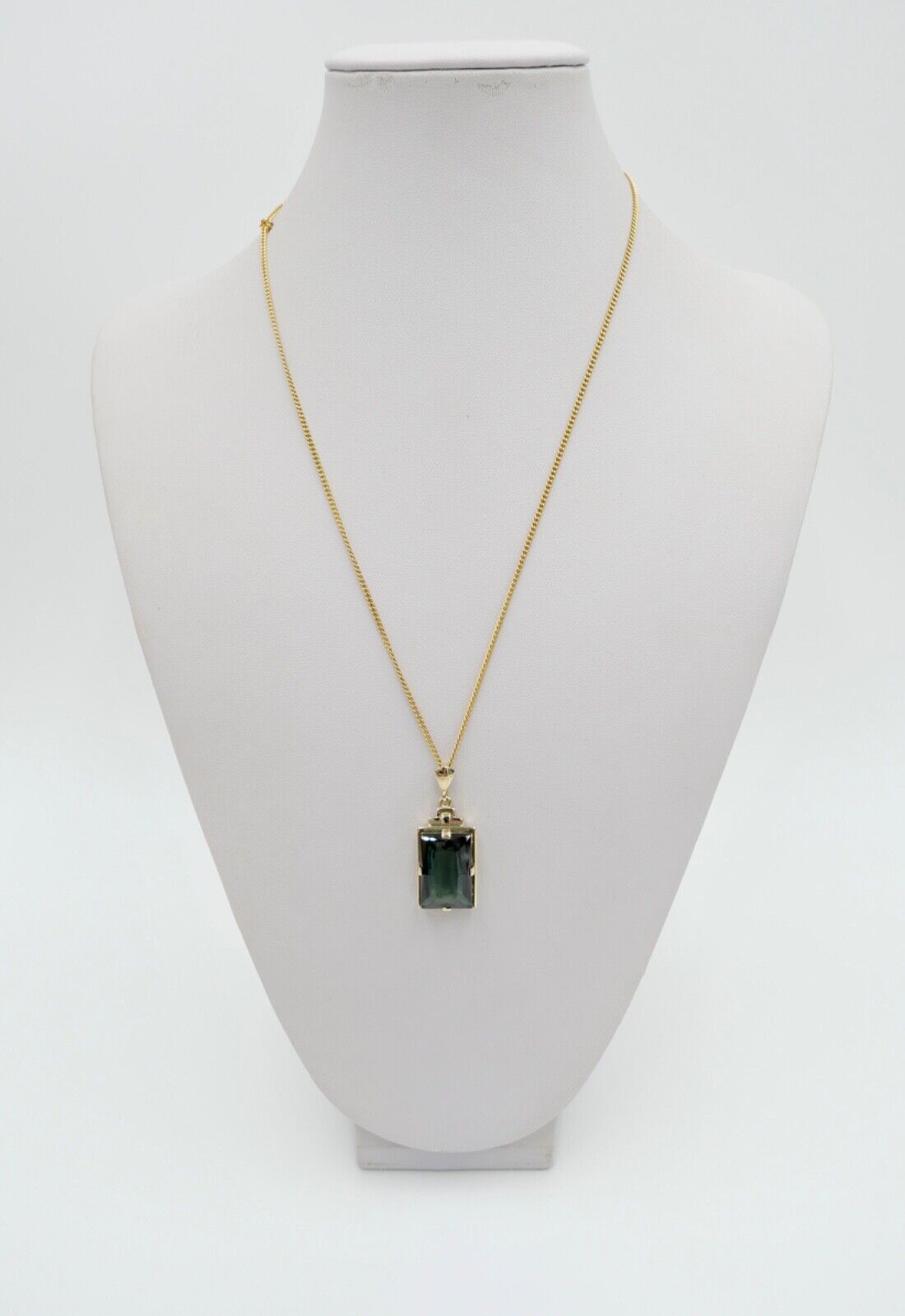 Anhänger 585 / 14K Gelbgold Synthetisch Spinell 18,2 Ct Treppen Schliff 38 mm - Antikhandel-Stuttgart