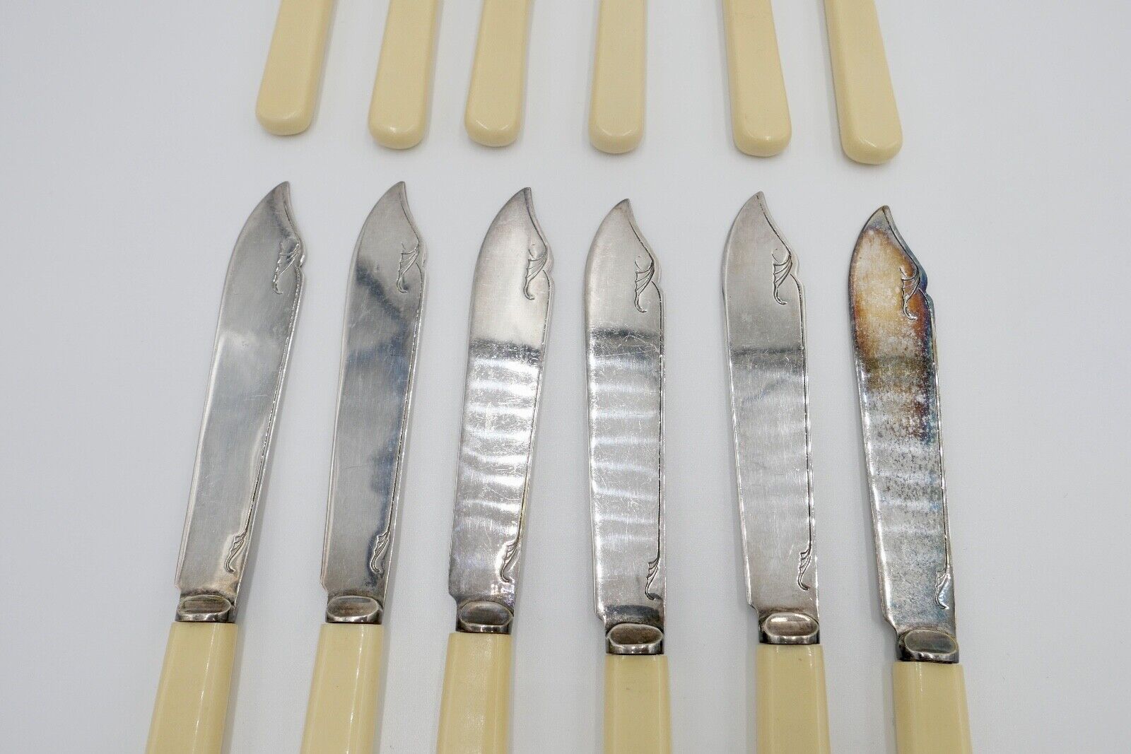 12 Teile E.P.N.S. Besteck 30er / 40er Jahre vintage Gabel Fischmesser - Antikhandel-Stuttgart