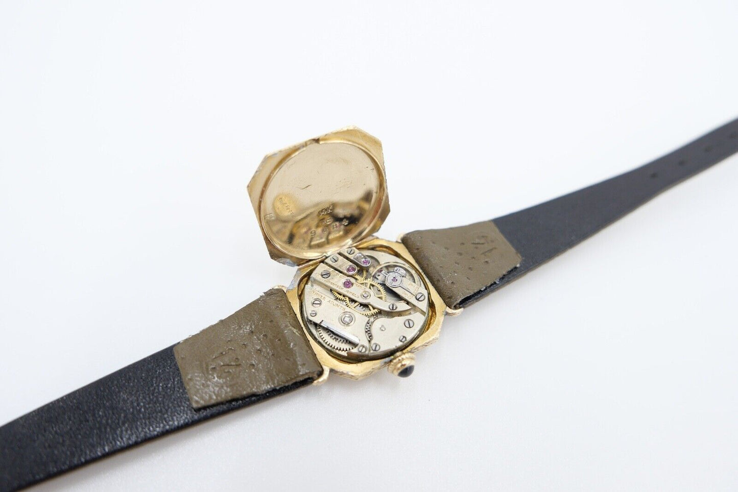 1930er Herren Damen Uhr Henry Blank & Co and Cresarrow USA 585 14K Gold Saphire - Antikhandel-Stuttgart