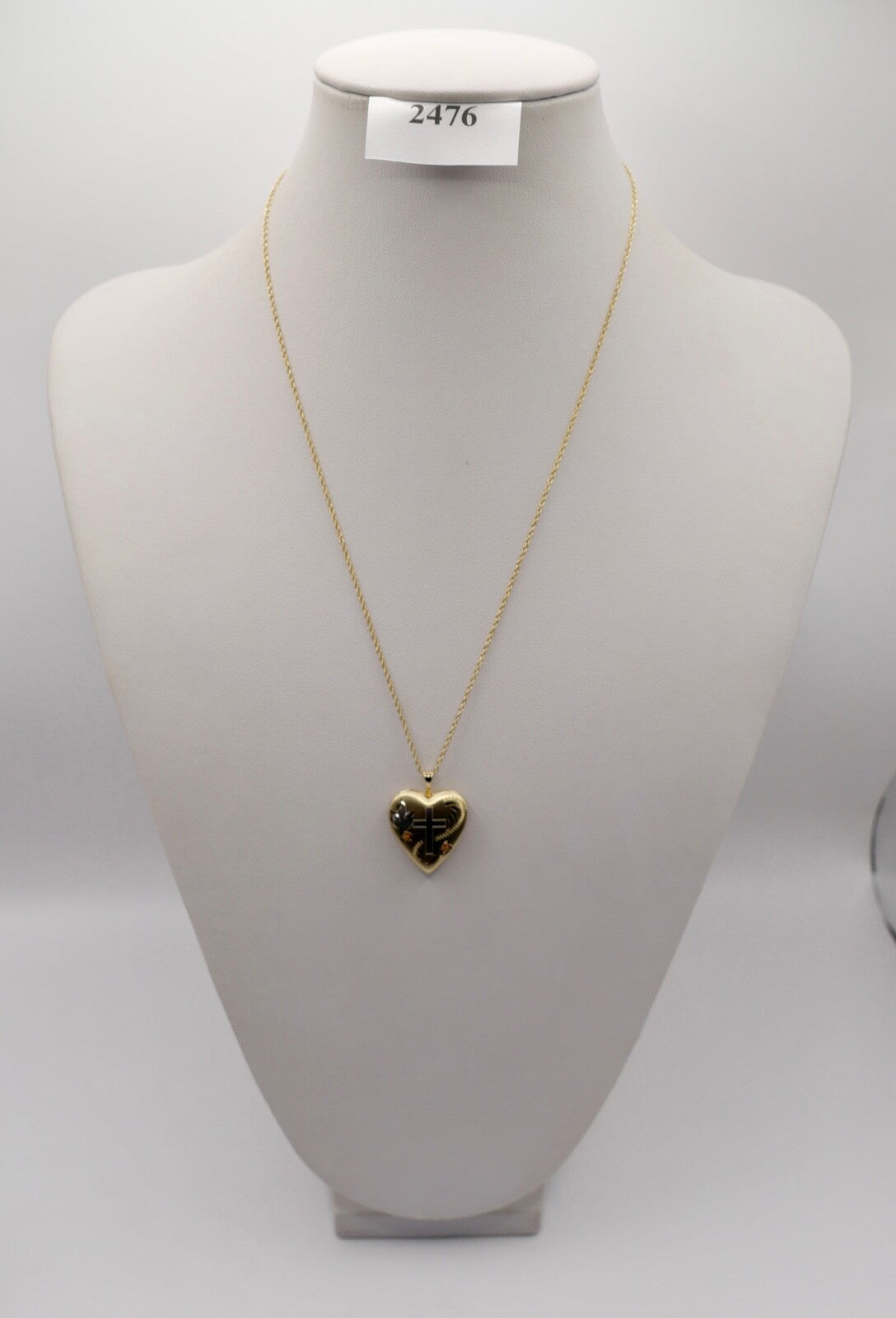 60er Kette 14K GF Herz Anhänger Christlichem Kreuz USA Foto Medaillon NEUwertig