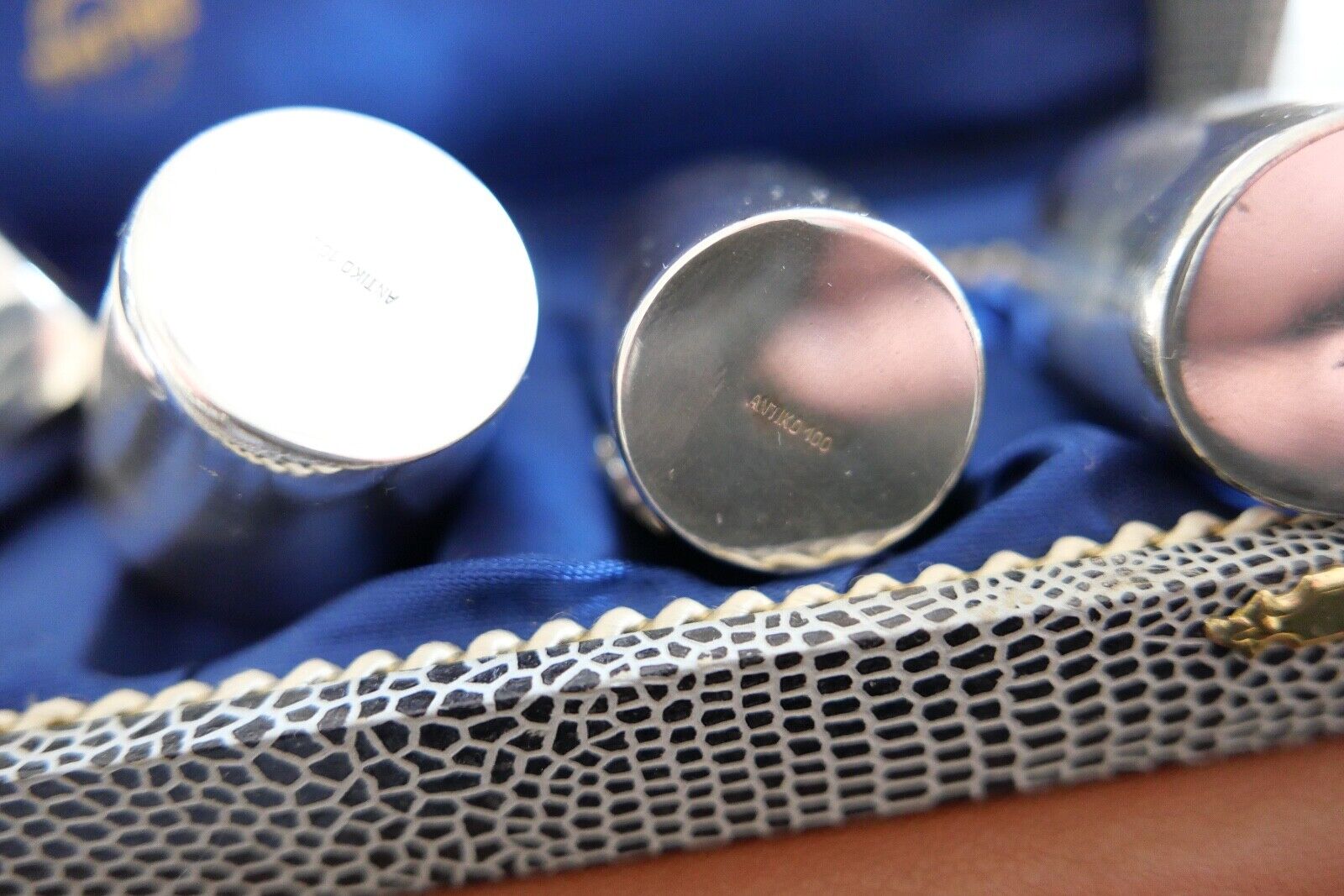 6x WIEN Antiko 100 Schnapsbecher Becher versilbert im Kasten NEUwertig - Antikhandel-Stuttgart