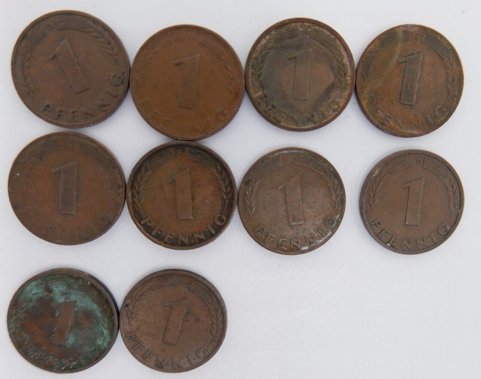 10x 1 Pfennig 1948 1949 Konvolut LOT Mark Währung Deutschland - Antikhandel-Stuttgart