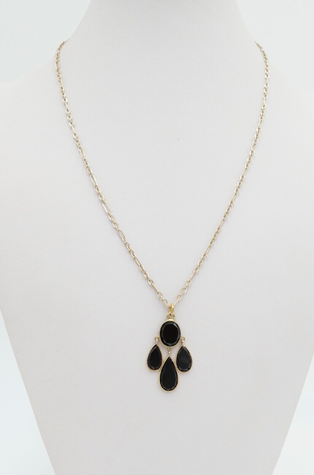 alter Anhänger vergoldet mit schwarzen Glassteinen Ø 37mm 1960er Jahre - Antikhandel-Stuttgart