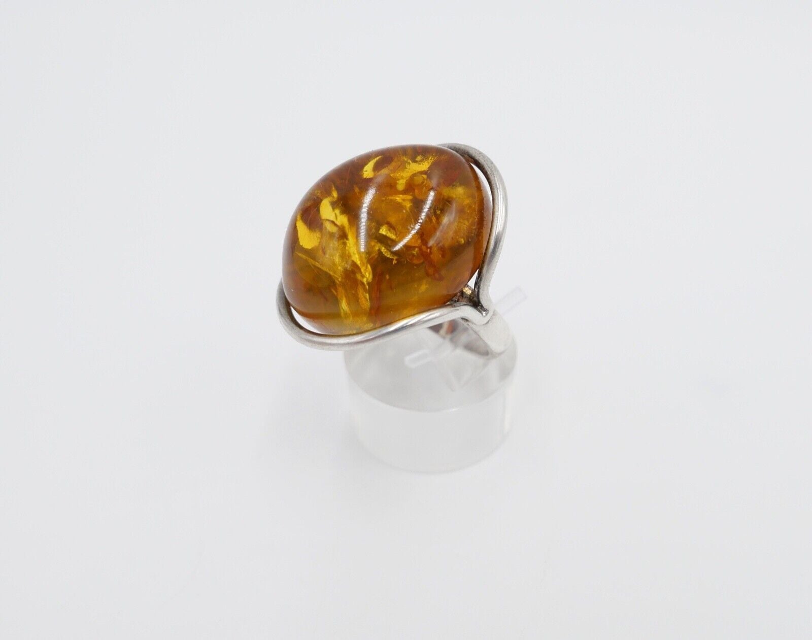 80er Jahre Designer Ring Bernstein Silber 925 Gr. 58 Frauenkopf G Danzig Polen - Antikhandel-Stuttgart