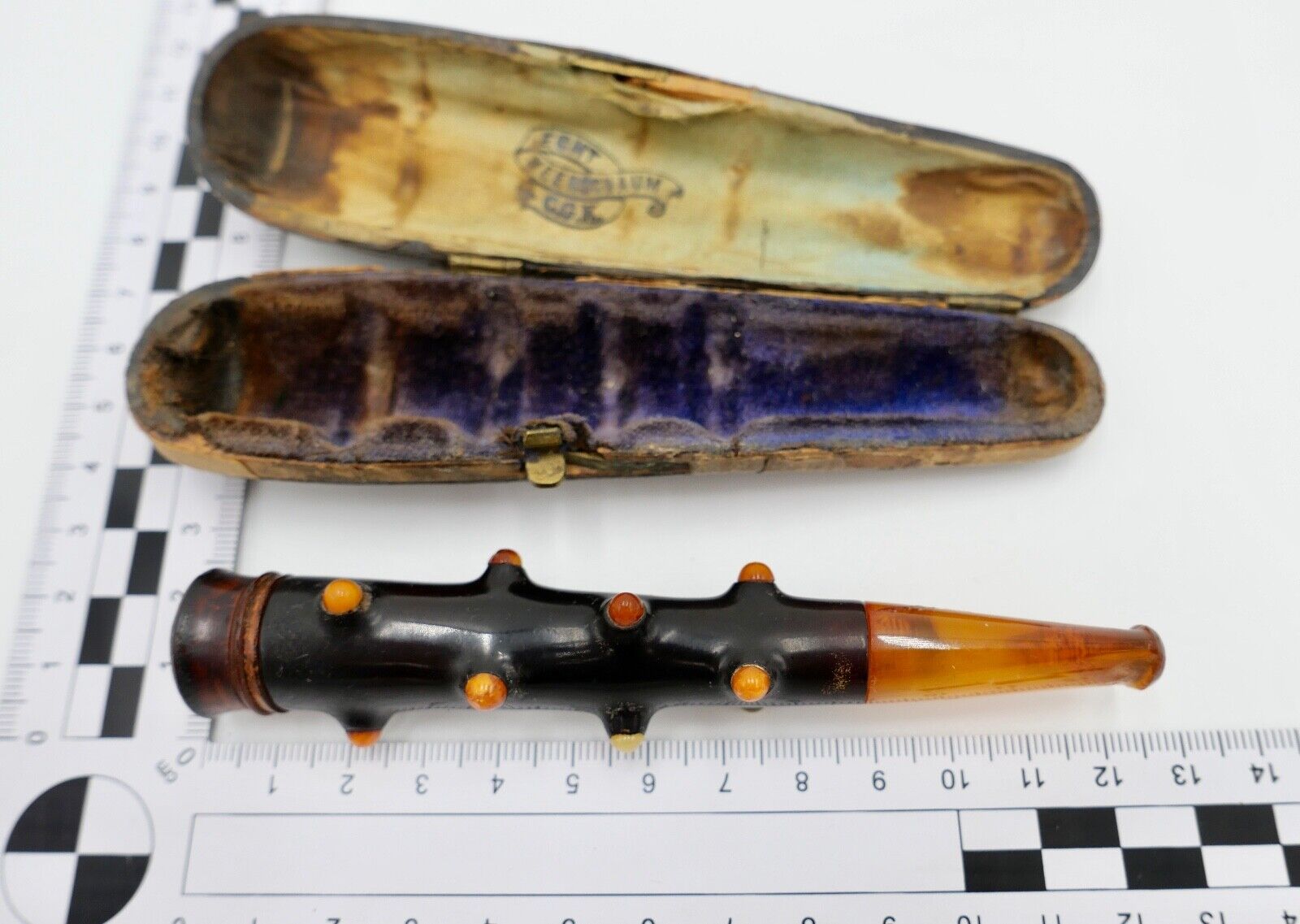 Alte Antike Meerschaumpfeife Bernstein C.G.K. Stuttgart Pipa Pipe Pfeife im Etui - Antikhandel-Stuttgart