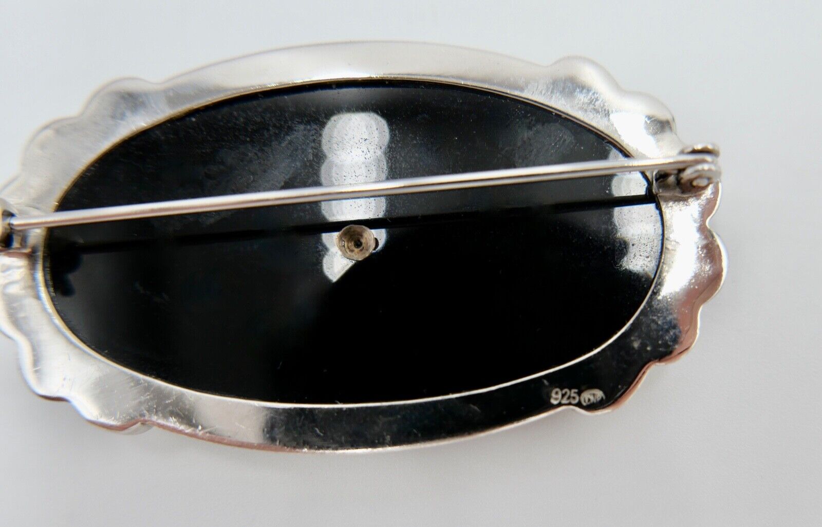 Seltene florale ONYX Markasiten 925 Silber Brosche CNP Ø 53 mm - Antikhandel-Stuttgart