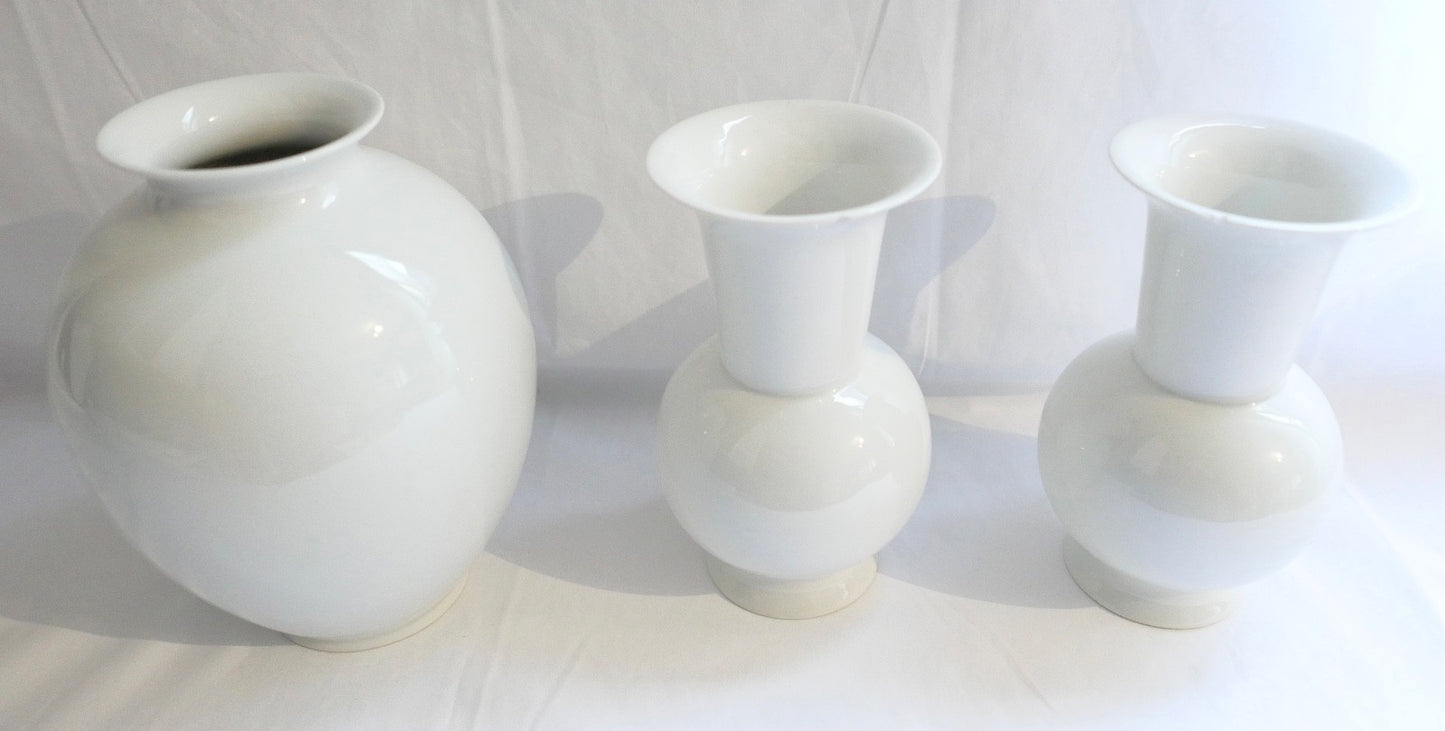 3x Ludwigsburg Porzellan Vasen Vase in weiß