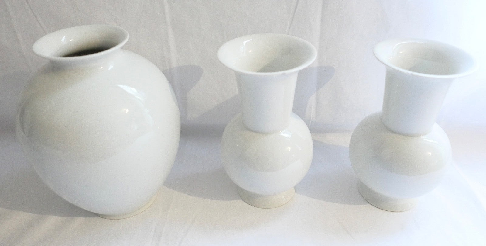 3x Ludwigsburg Porzellan Vasen Vase in weiß