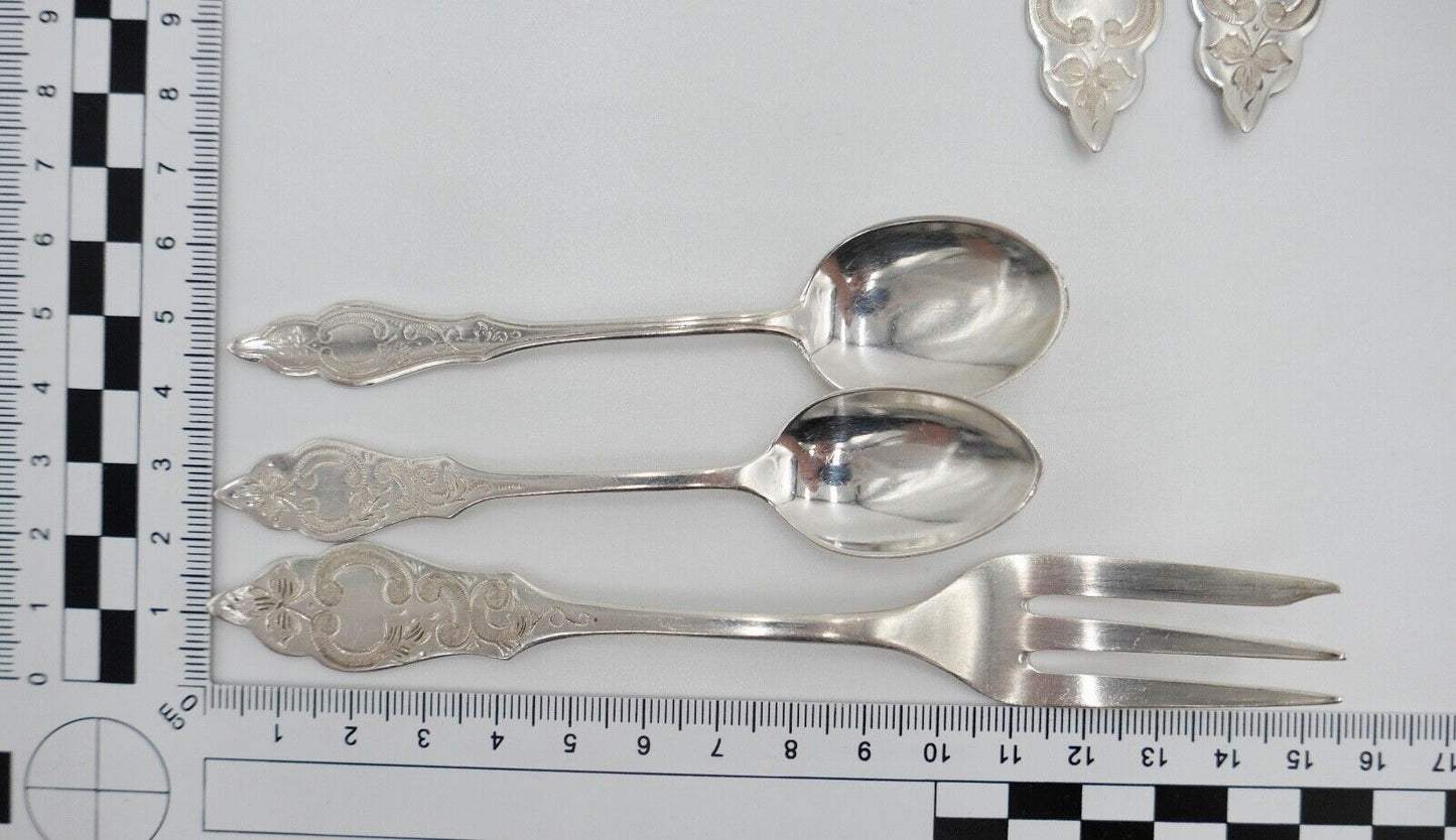 8 Tlg. K OTTO KROPP Besteck Ostfriesenmuster 90er Silber versilbert - Antikhandel-Stuttgart