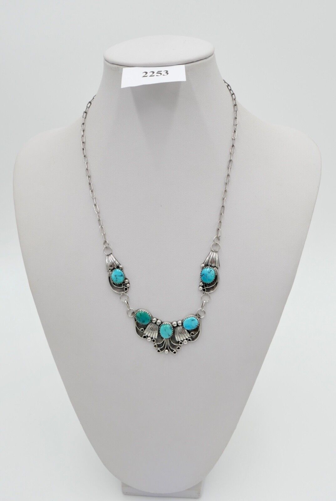 1970er Jahre Kette / Collier JWK John W. Kessler 925 Sterling Silber mit Türkis - Antikhandel-Stuttgart