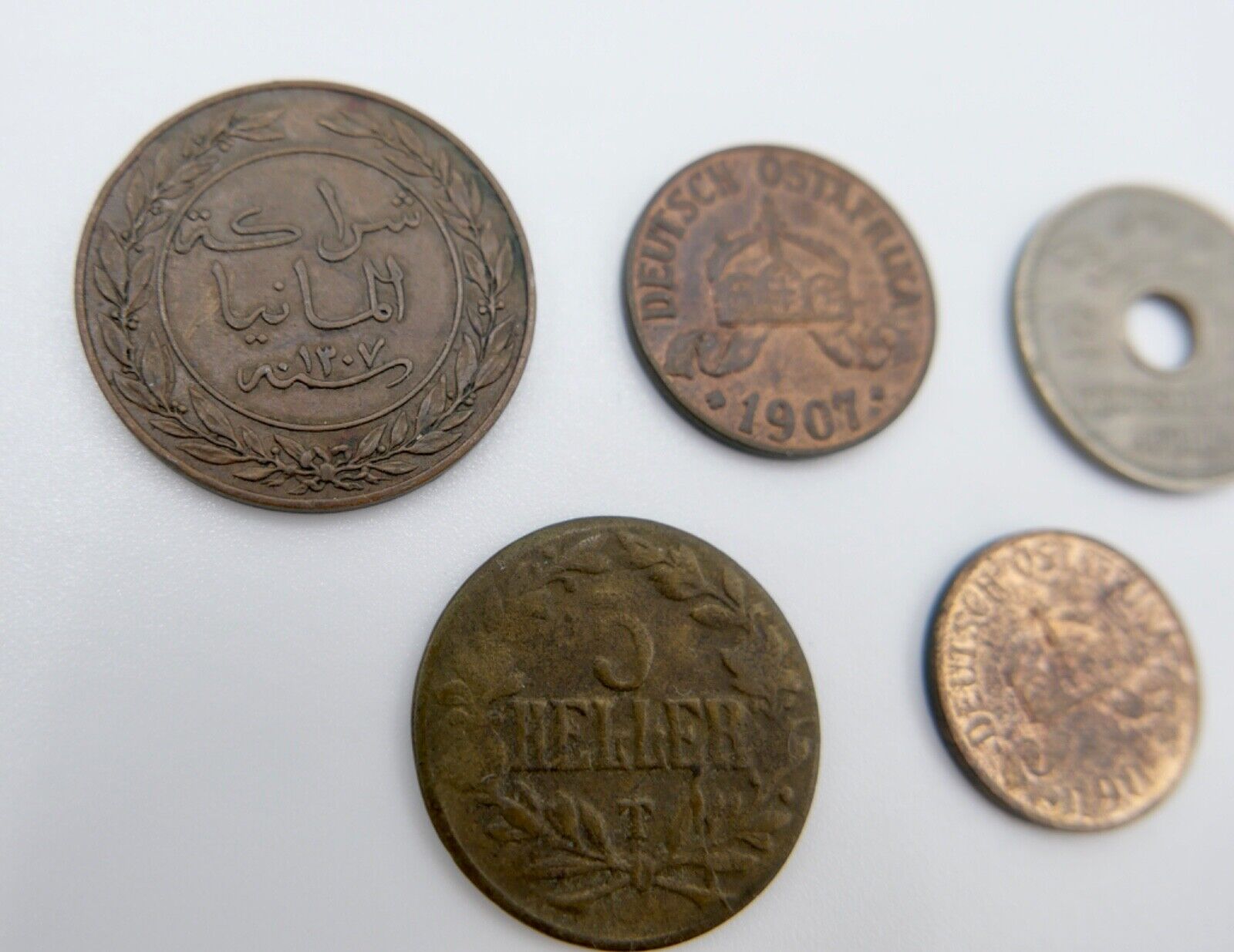 Posten / LOT Heller Pesa 1890-1913 Deutsch Ost Afrika 5 Münzen DOA - Antikhandel-Stuttgart