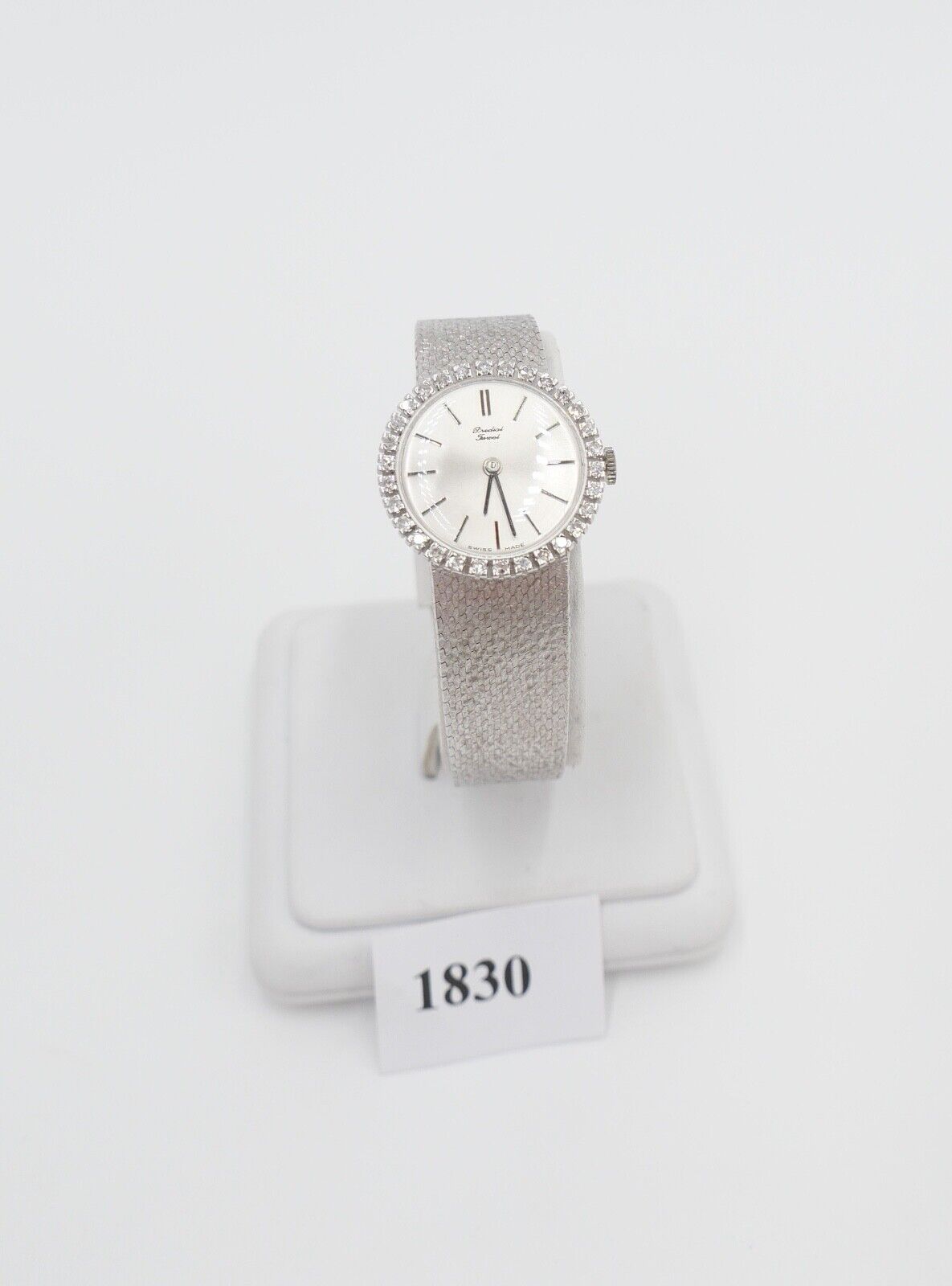 Elegante Predial Weißgold Damen Uhr mit Diamantbesatz 750/18K Lady watch Ø 24 mm - Antikhandel-Stuttgart