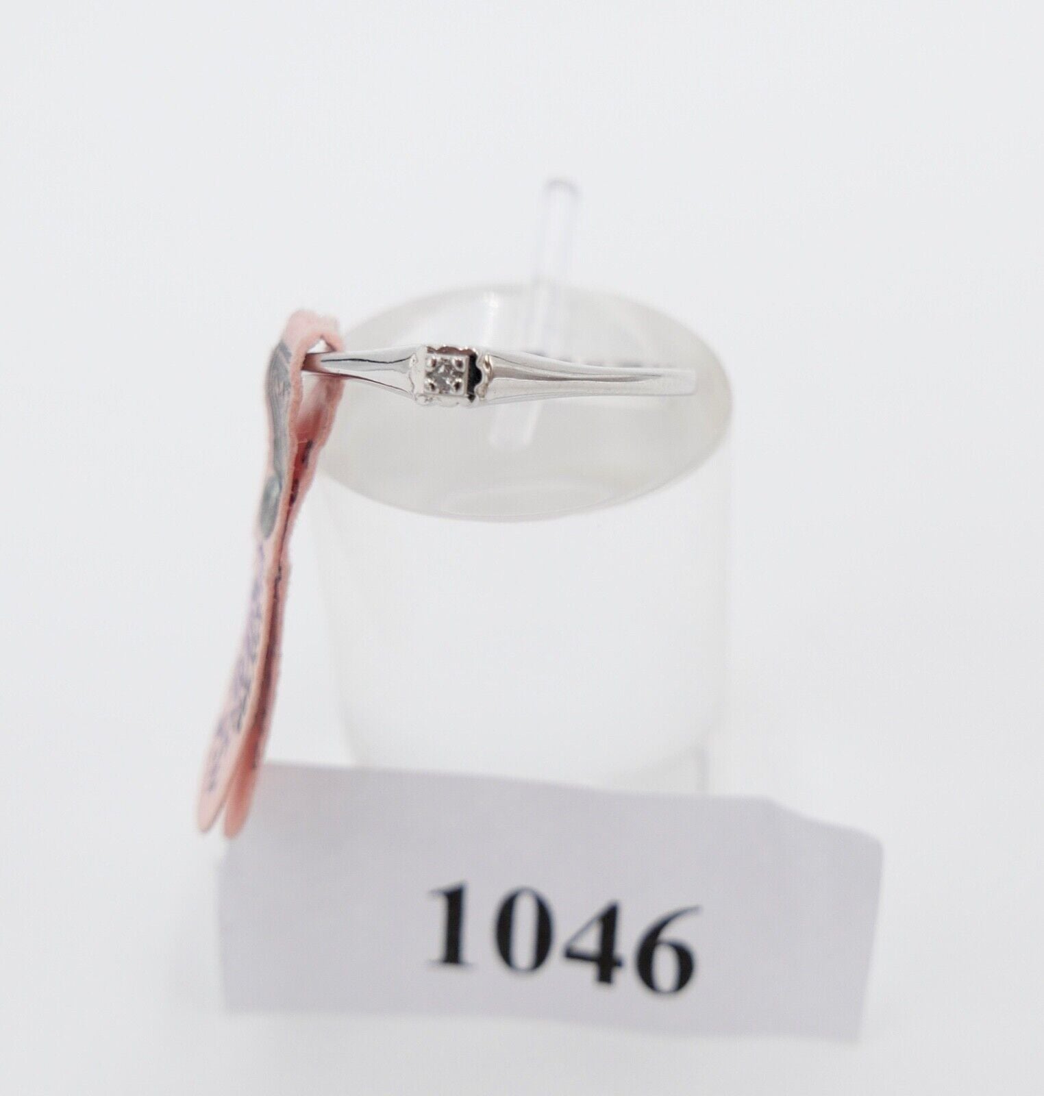 - NEU - 90er Jahre Solitär Ring Weißgold Gold 333 8K Brillant 0,01 Ct Gr. 55 56 - Antikhandel-Stuttgart