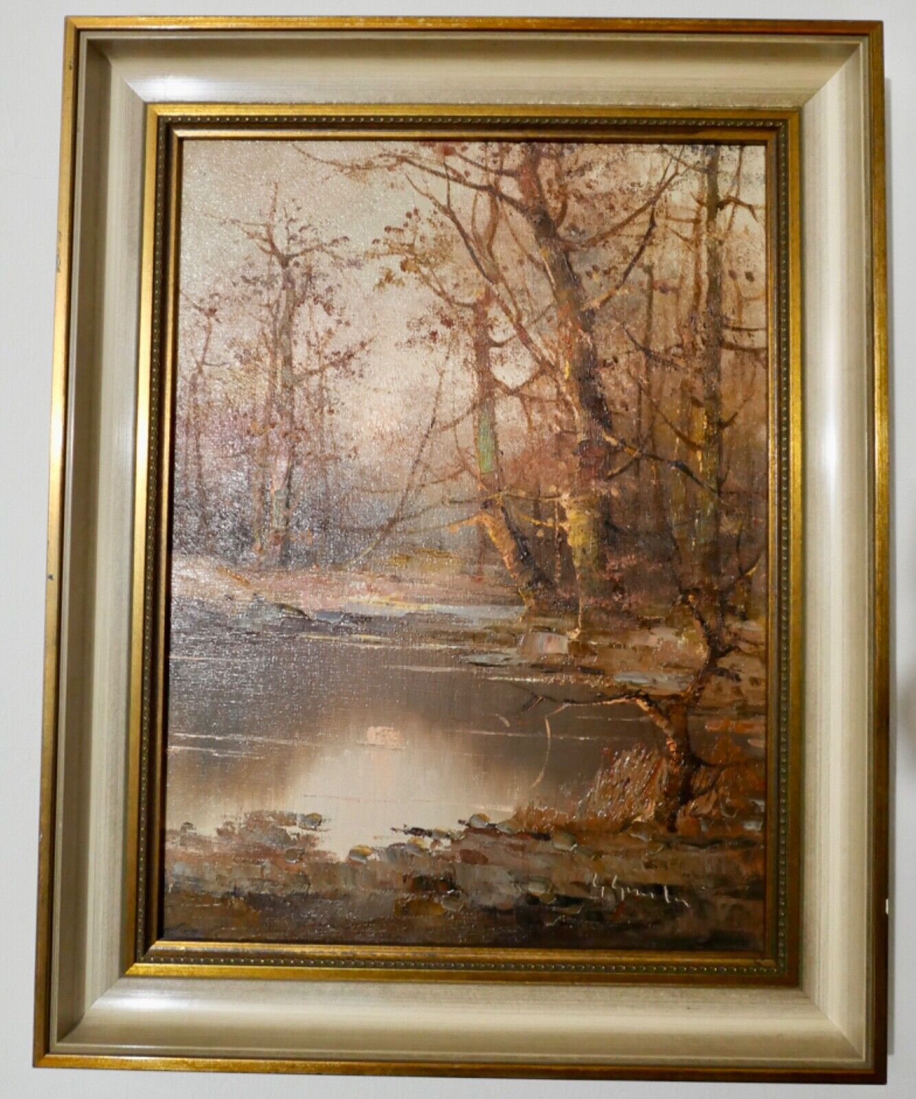 Ölgemälde signiert " Gnocchi " 60er 70er Jahre 48x38cm Landschaft Herbst Wald - Antikhandel-Stuttgart