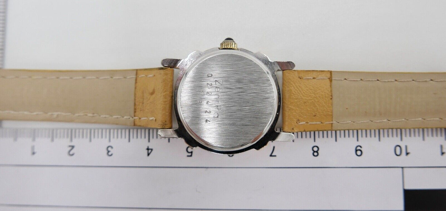 Bicolor ZentRa deZ Damenuhr mit Zirkonia im Zifferblatt NEUwertig 1980er Jahre - Antikhandel-Stuttgart