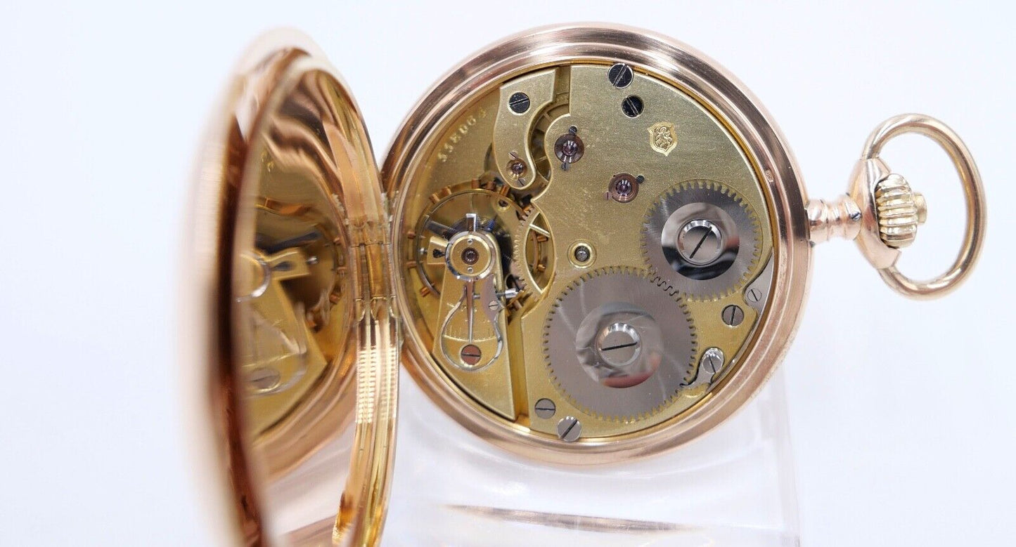 IWC Taschenuhr 750 / 18K GOLD 51mm 1894 / 1895 SW WS Savonette 2 Zeitzonen - Antikhandel-Stuttgart