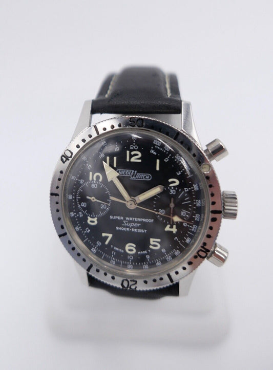 NICOLET WATCH SUPER WATERPROOF Landeron 39 Diver Chronograph 1960er Jahre 38mm - Antikhandel-Stuttgart