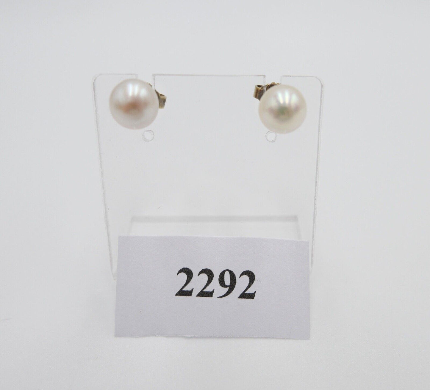 1980er Gelbgold 585 14K Perlen Ohrringe Ohrstecker Ø 7,9mm Butterfly Verschluss - Antikhandel-Stuttgart