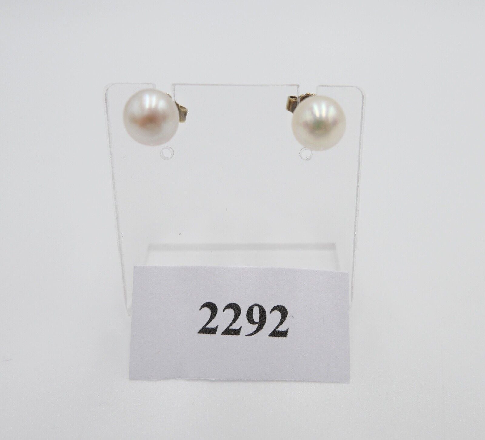 1980er Gelbgold 585 14K Perlen Ohrringe Ohrstecker Ø 7,9mm Butterfly Verschluss - Antikhandel-Stuttgart