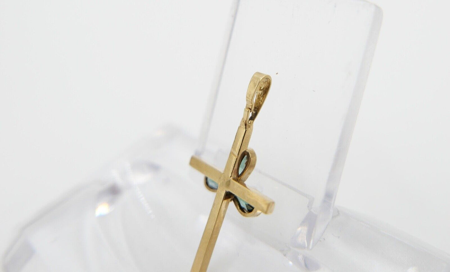 40er Jahre Kreuz Anhänger 333 / 8K Gelbgold Gold Kreuzanhänger Turmalin Tropfen - Antikhandel-Stuttgart