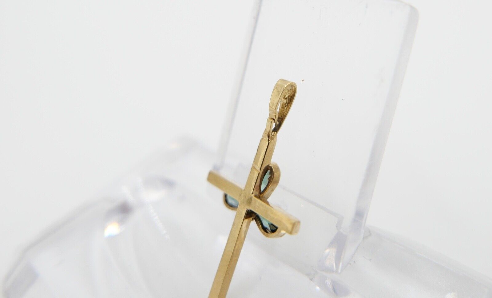 40er Jahre Kreuz Anhänger 333 / 8K Gelbgold Gold Kreuzanhänger Turmalin Tropfen - Antikhandel-Stuttgart