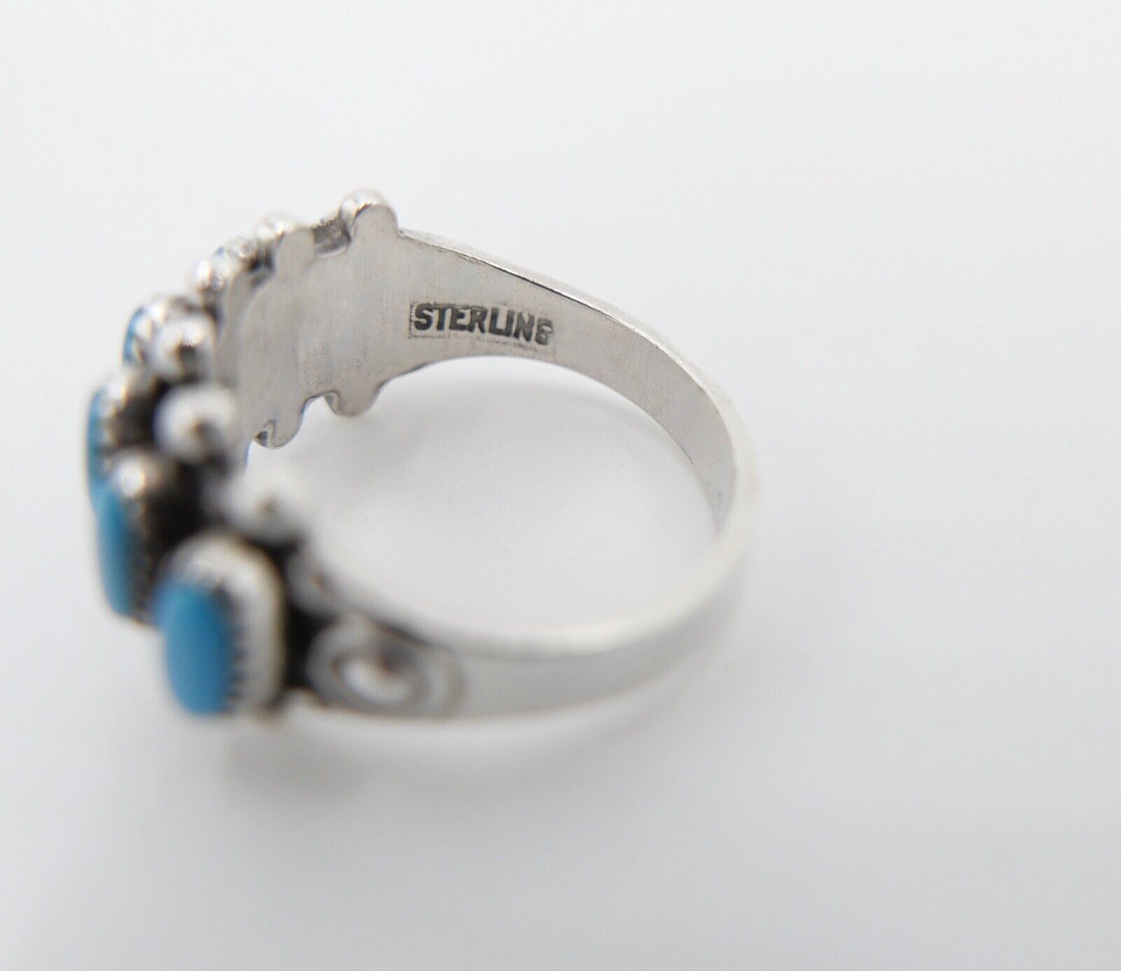 80er Jahre Silberrring Damen Türkis Cabochon Gr. 52 53 Sterlingsilber Silber 925 - Antikhandel-Stuttgart