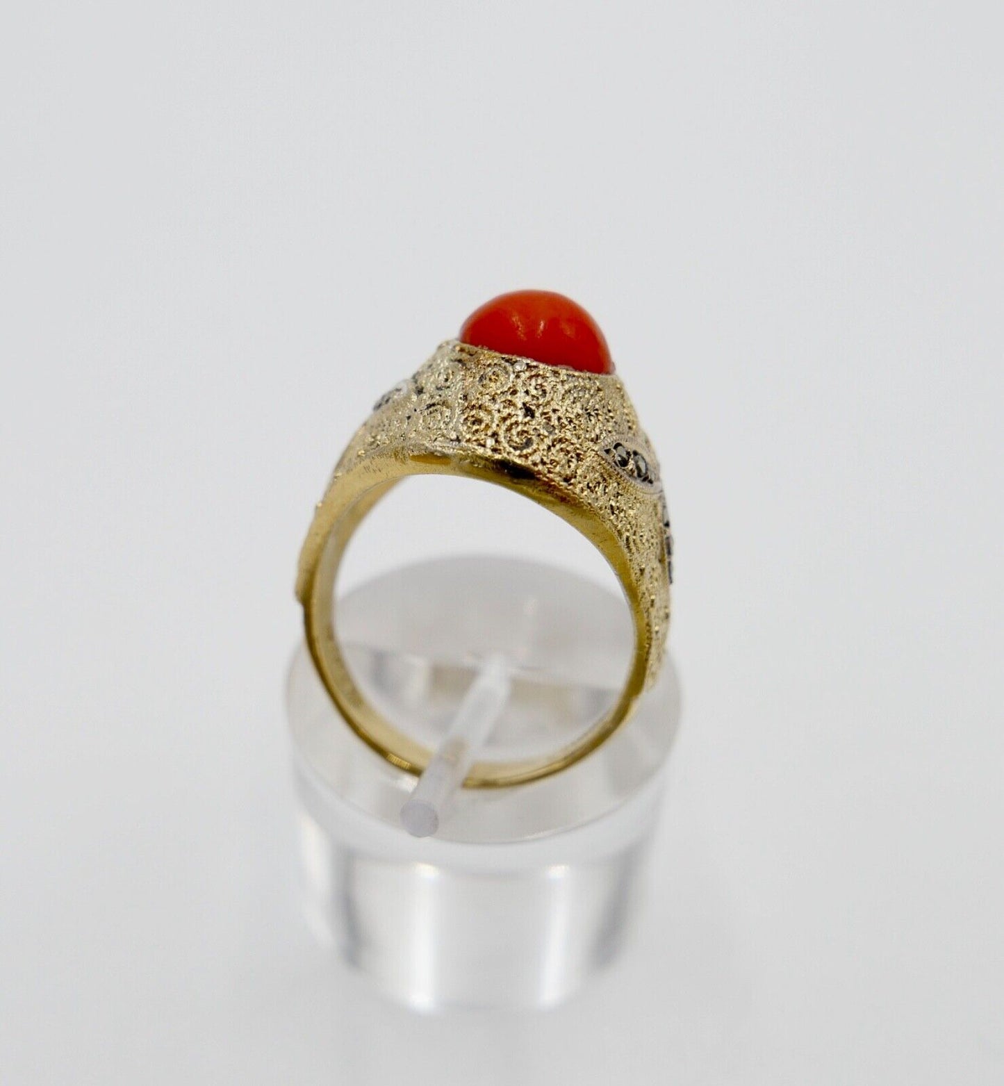 Theodor Fahrner Damenring 1940er 1950er Koralle 925 Silber vergoldet Gr.54 - Antikhandel-Stuttgart