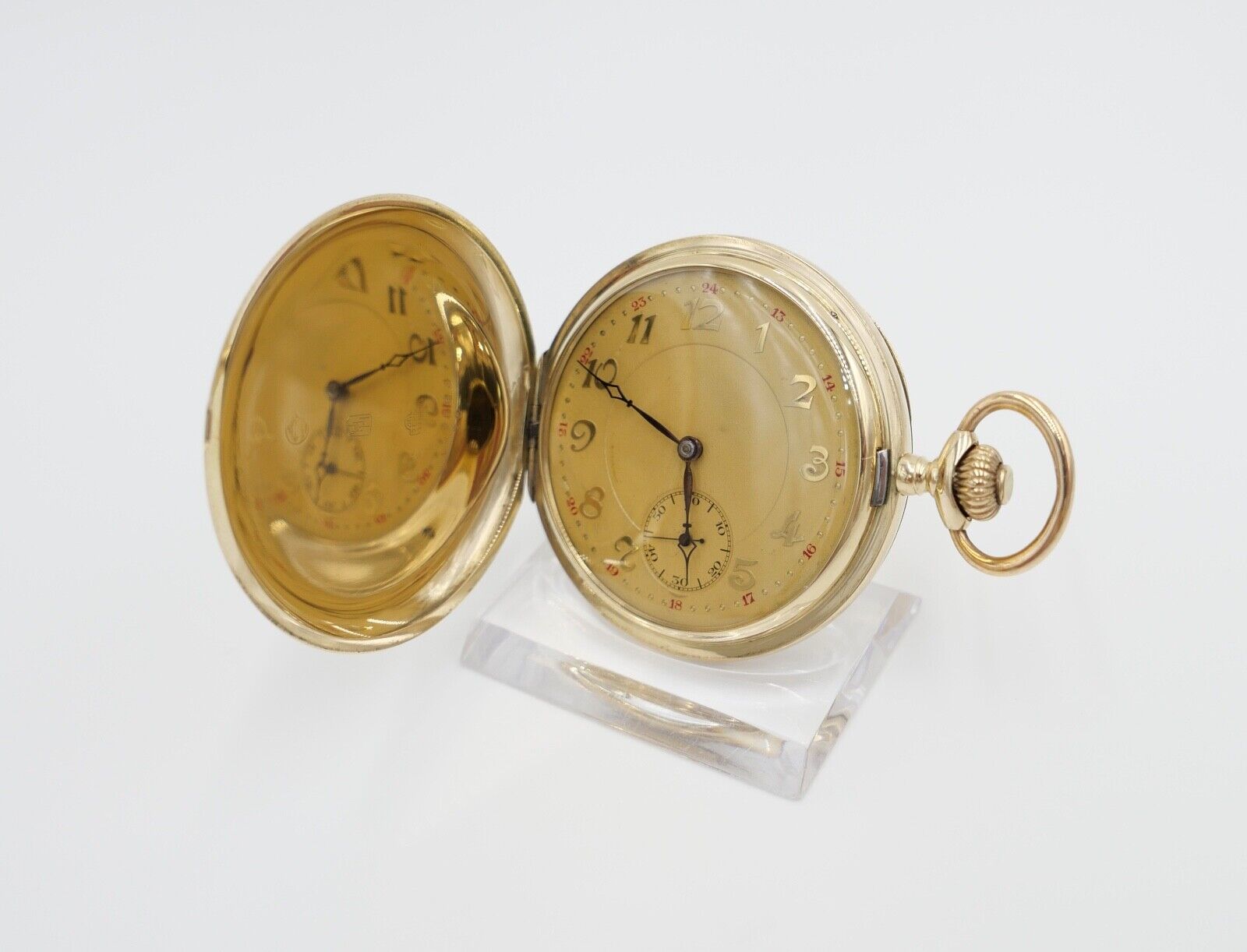 JHH J.H. Hasler & Fils 1916 - 1925 Savonette Taschenuhr 585 / 14K GOLD Ø 51mm - Antikhandel-Stuttgart