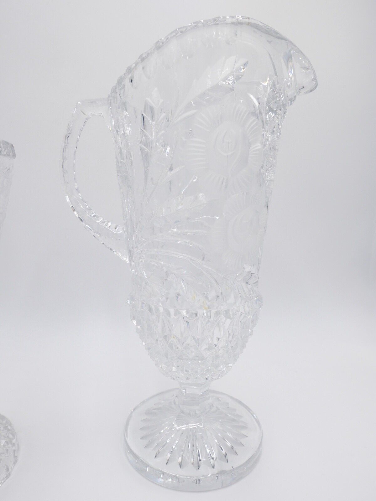 alt vintage Krug Karaffe Kanne Pokal Bleikristall geätztes Glas - Antikhandel-Stuttgart