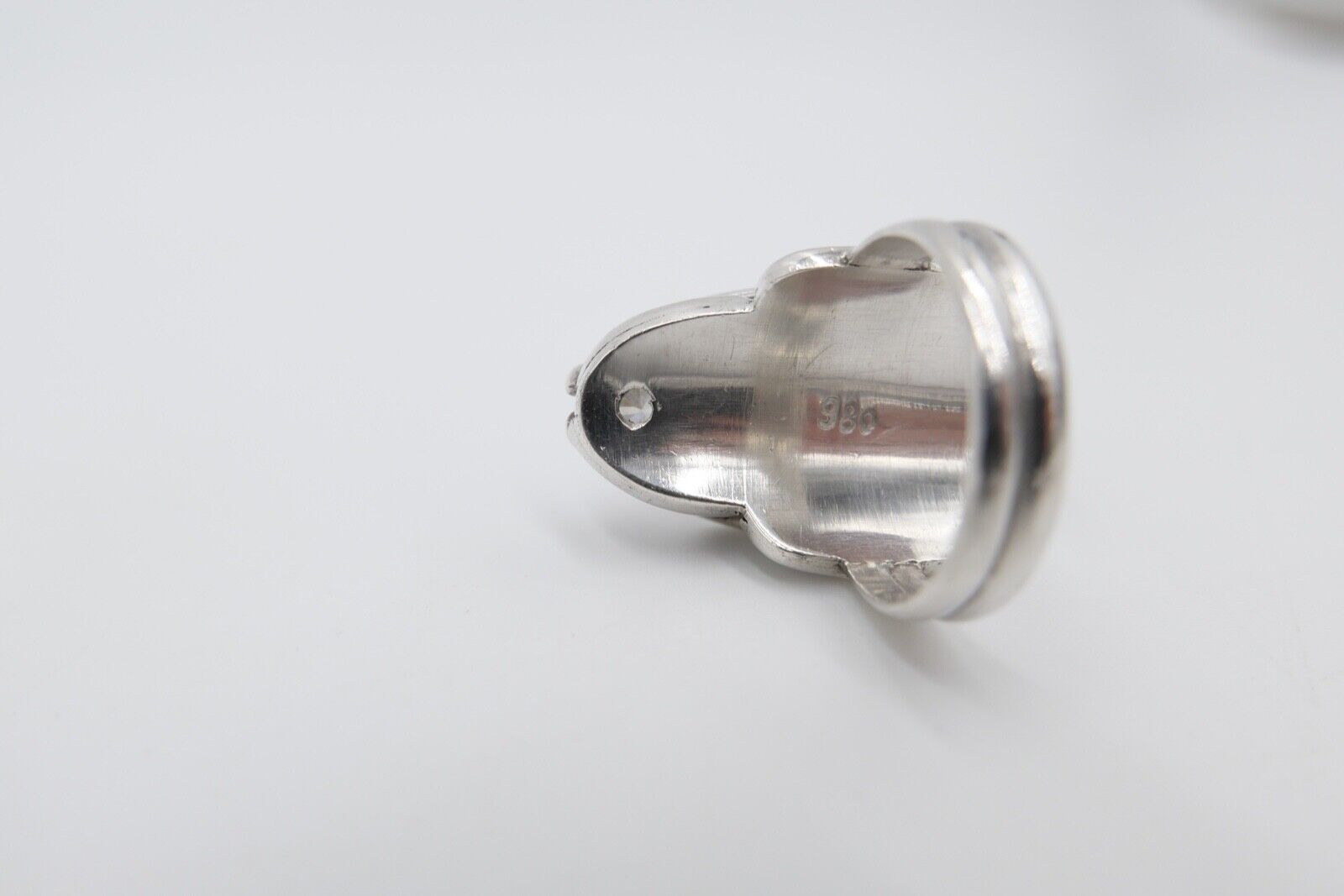 80er Silberrring Design Damen Lapislazuli und Zirkonia Käfer Gr. 58 Silber 980 - Antikhandel-Stuttgart