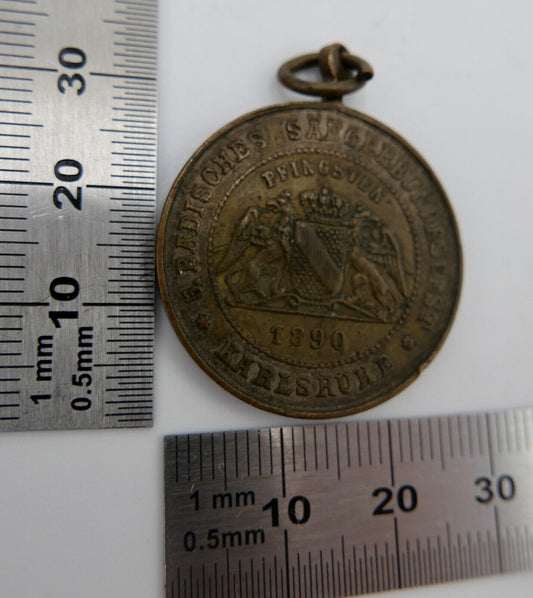Medaille 5. Badischer Sängerbund Fest 1890 Karlsruhe in Bronze Baden - Antikhandel-Stuttgart