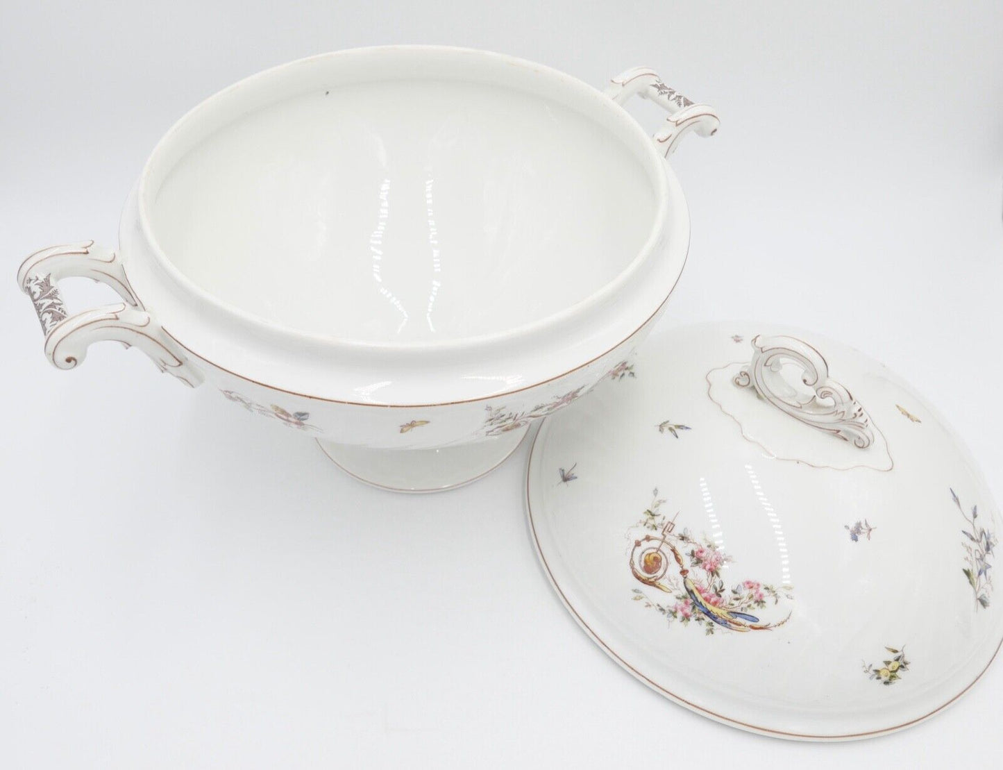 um 1900 große JUGENDSTIL XL Suppenterrine florales Dekor Blumenmuster Gravur - Antikhandel-Stuttgart