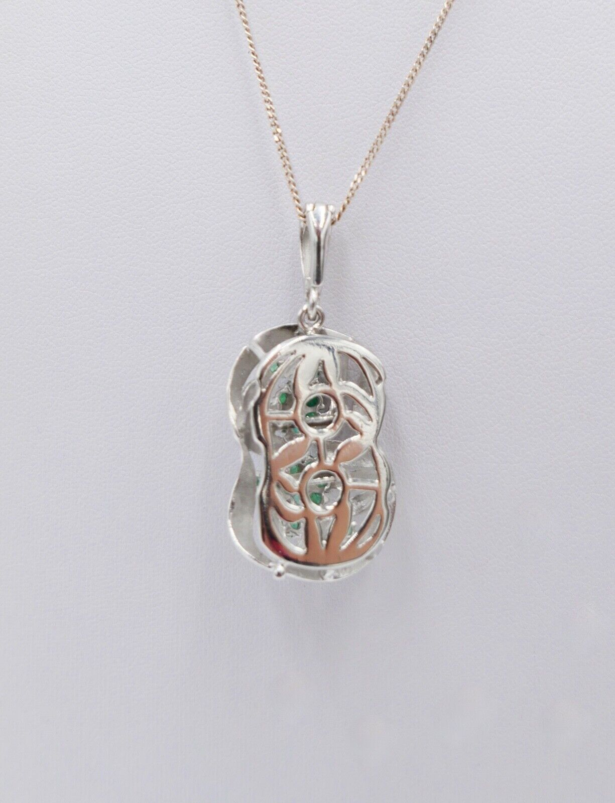 XXL Anhänger 750 18K Weißgold Diamanten & Smaragd 31x20 mm Schließe Perlenkette - Antikhandel-Stuttgart
