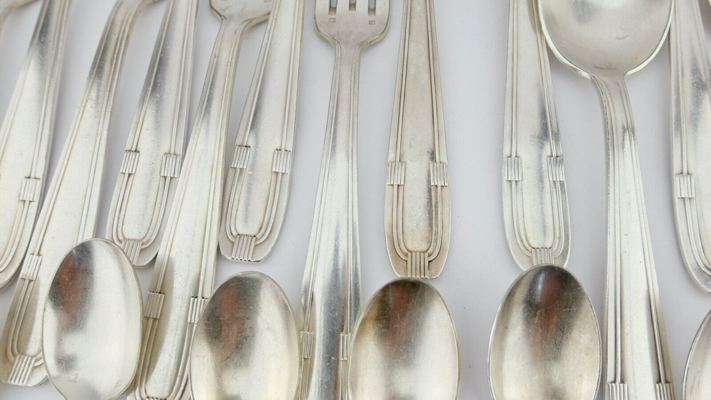 32 Tlg Art Deco 1930er Couverts DIXI 84G 18G cutlery Besteck Gabel Löffel - Antikhandel-Stuttgart