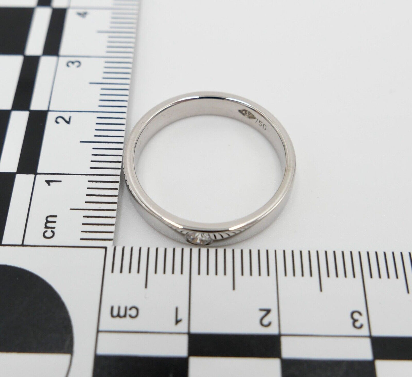 70er Jahre Solitär Weißgold Ring 750 / 18K Gr.59 Diamant / Brillant 0,20Ct EP - Antikhandel-Stuttgart