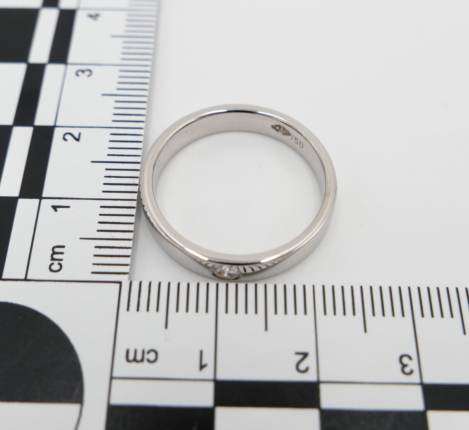 70er Jahre Solitär Weißgold Ring 750 / 18K Gr.59 Diamant / Brillant 0,20Ct EP - Antikhandel-Stuttgart